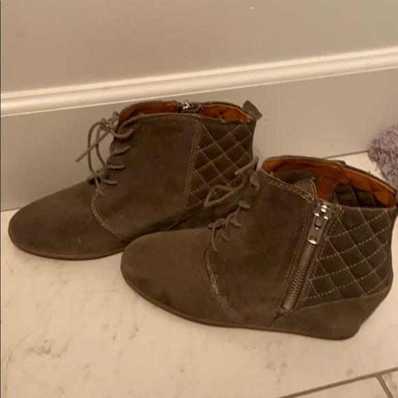 olive green wedge booties